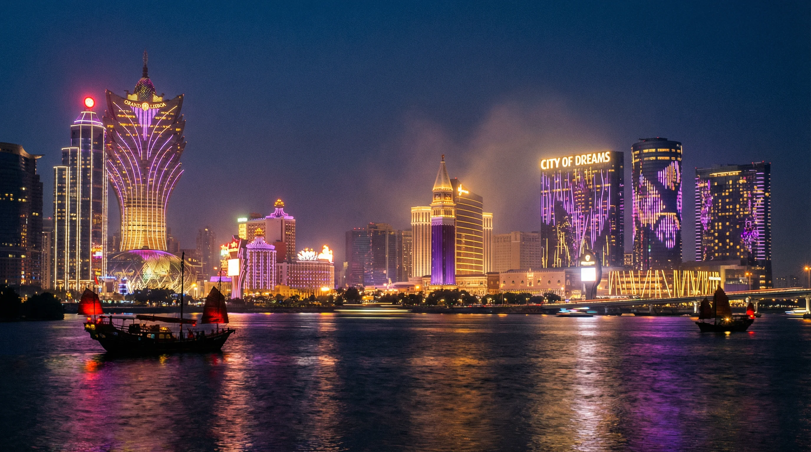 澳门娱乐场夜景全景图